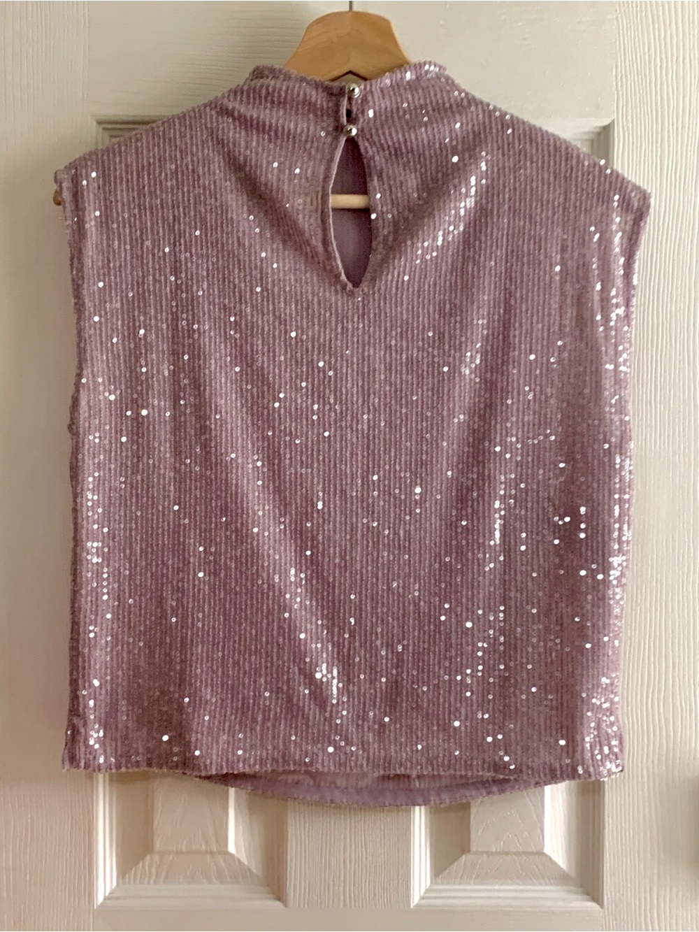 Anthropologie Lavender Sequin Mock-Neck Tank - Picture 4 of 11